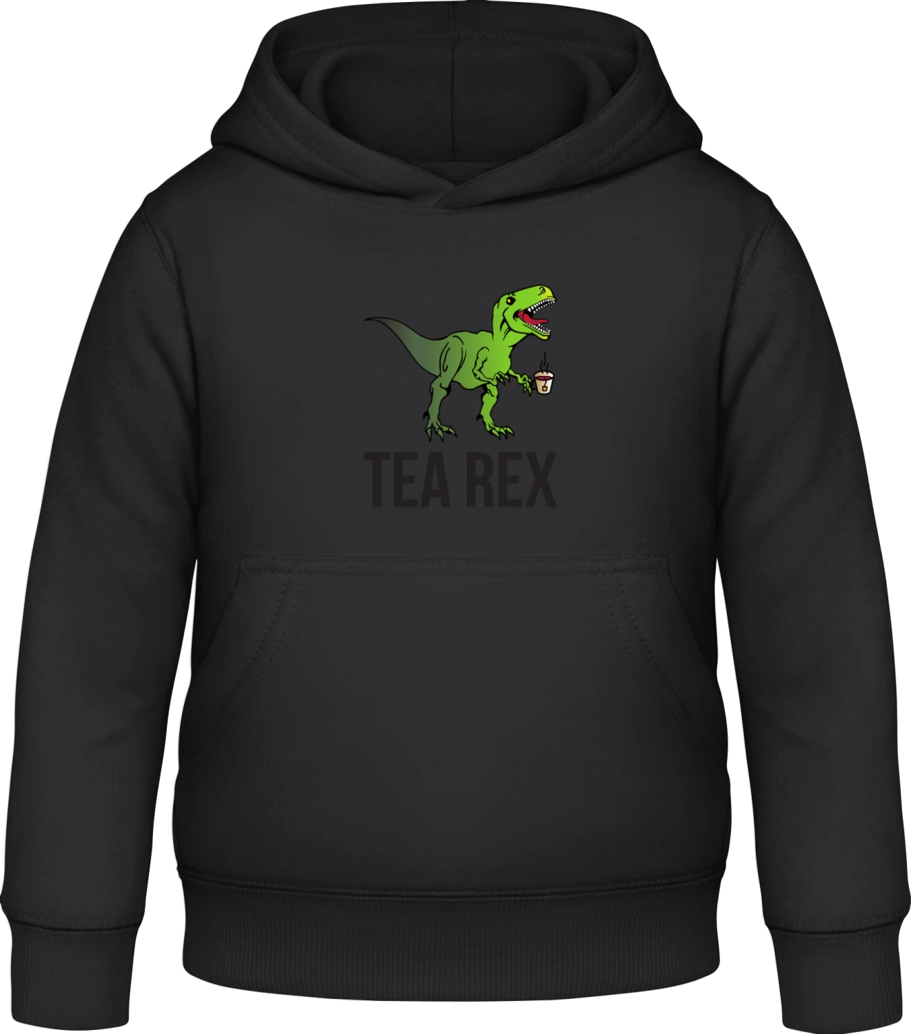 Tea Rex - Black Awdis Hoodie Kids - Front