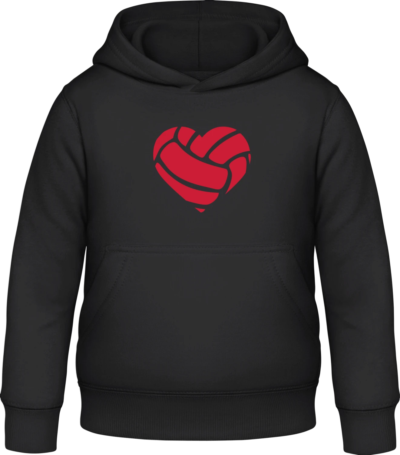 Volleyball Heart - Black Awdis Hoodie Kids - Front