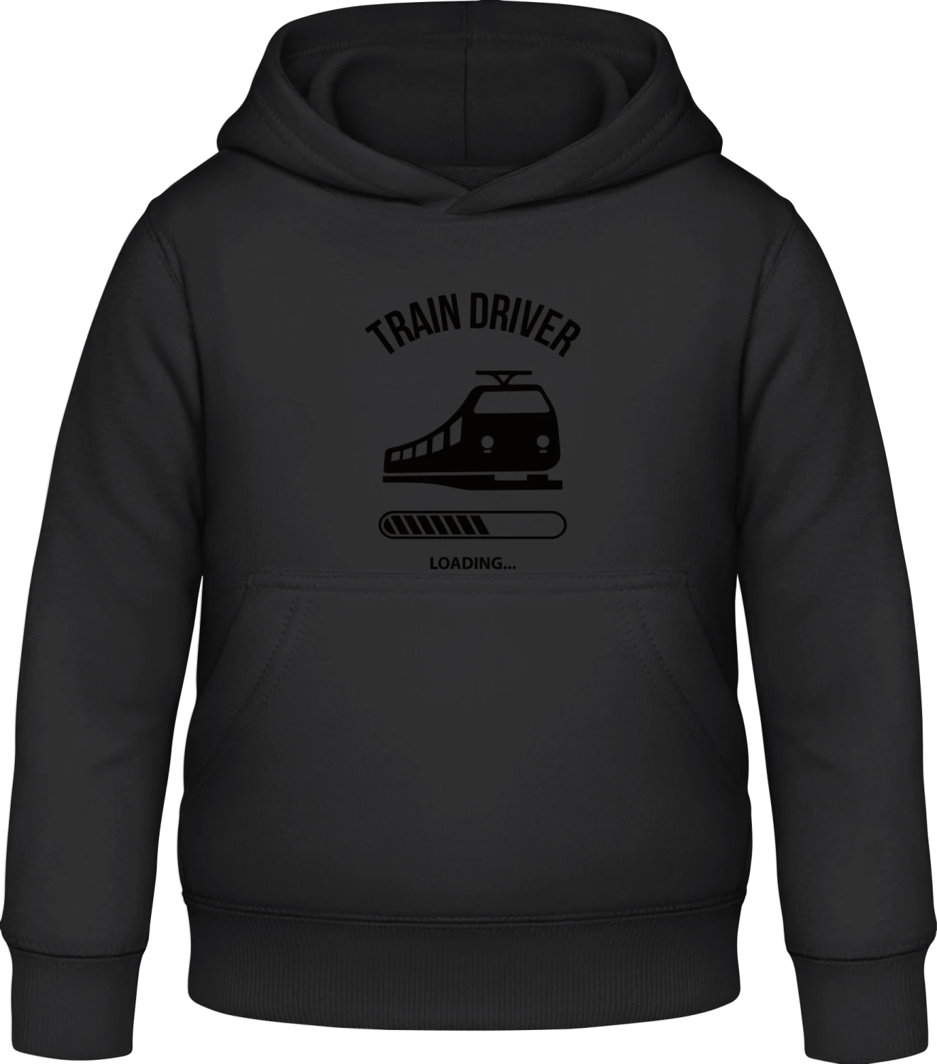 Train Driver Loading - Black Awdis Hoodie Kids - Front