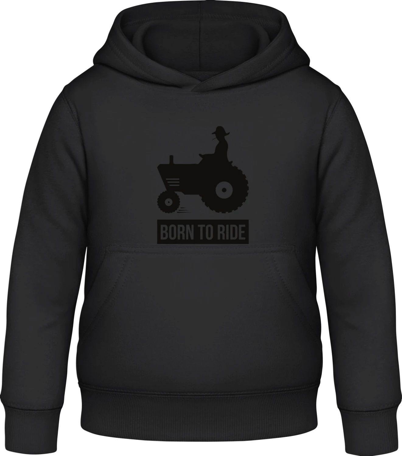 Born To Ride Tractor - Black Awdis Hoodie Kids - Front