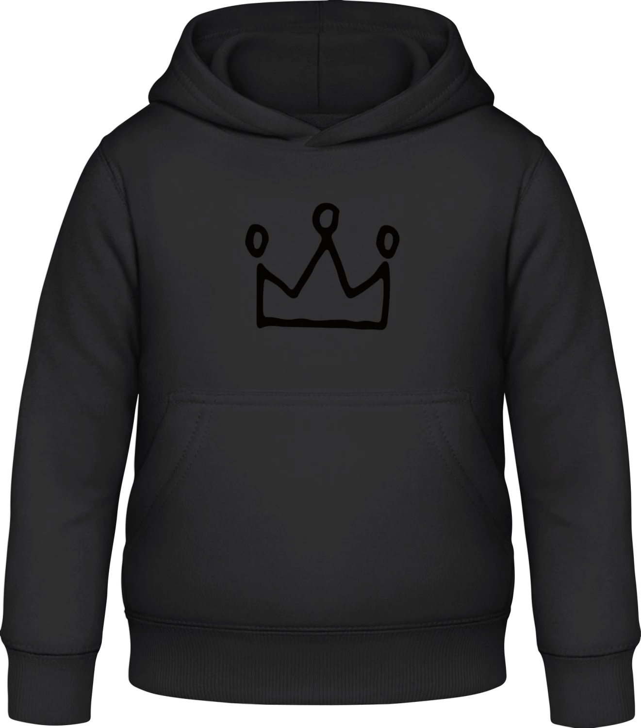 Crown Illustration - Black Awdis Hoodie Kids - Front