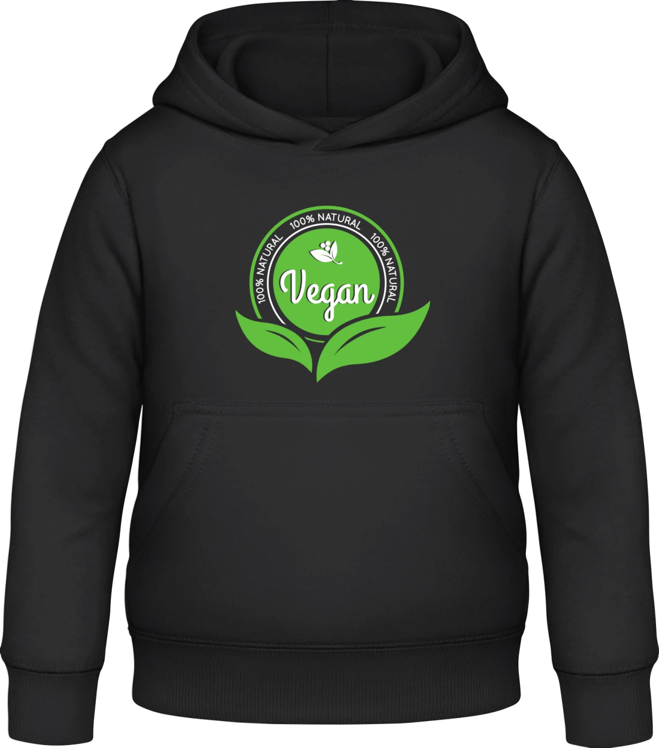 Vegan 100 Percent Natural - Black Awdis Hoodie Kids - Front