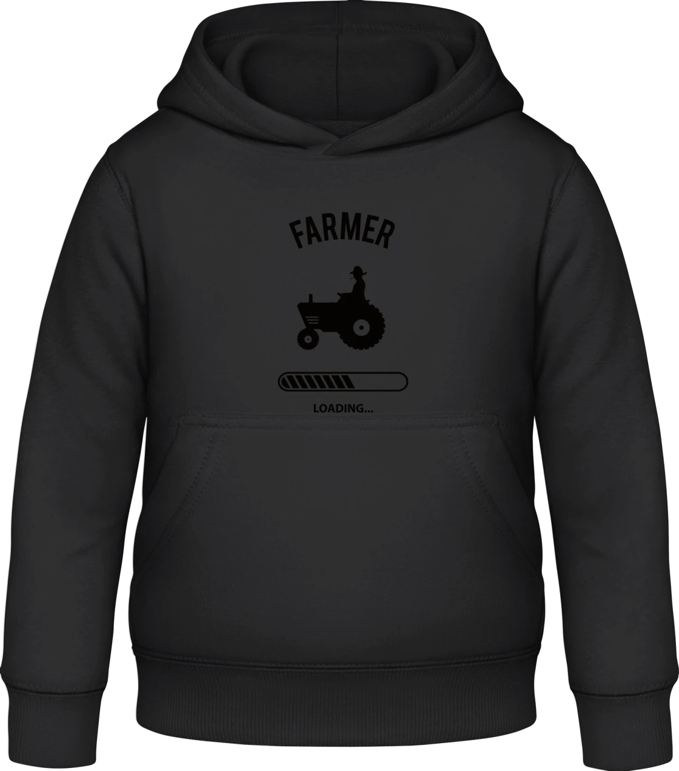 Farmer Loading - Black Awdis Hoodie Kids - Front