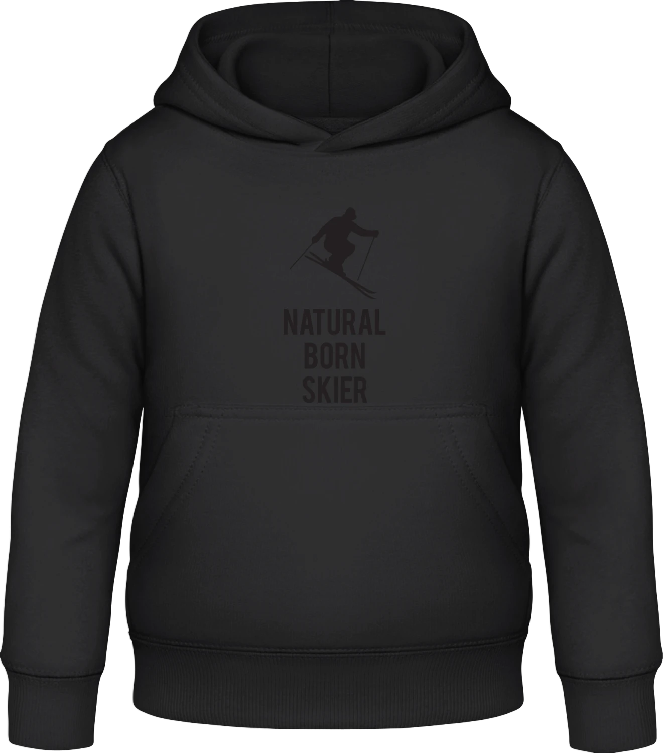 Natural Born Skier - Black Awdis Hoodie Kids - Front