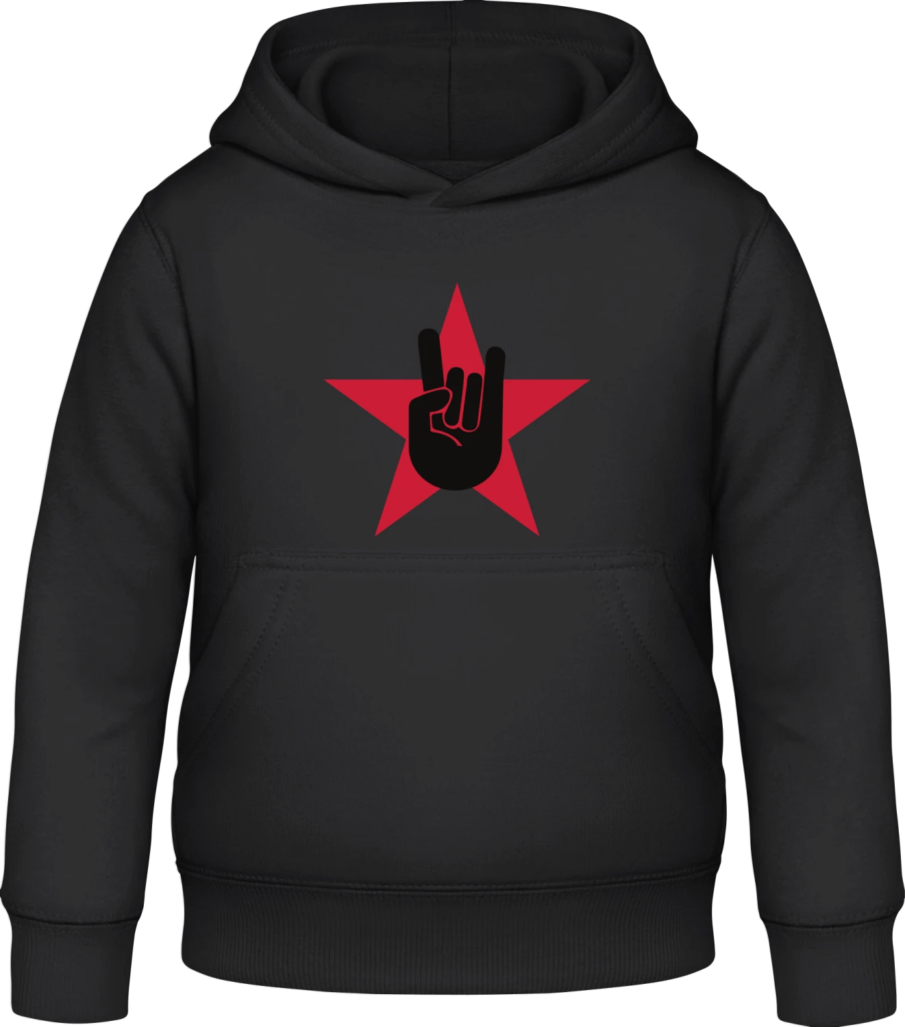 Rock Star Hand - Black Awdis Hoodie Kids - Front