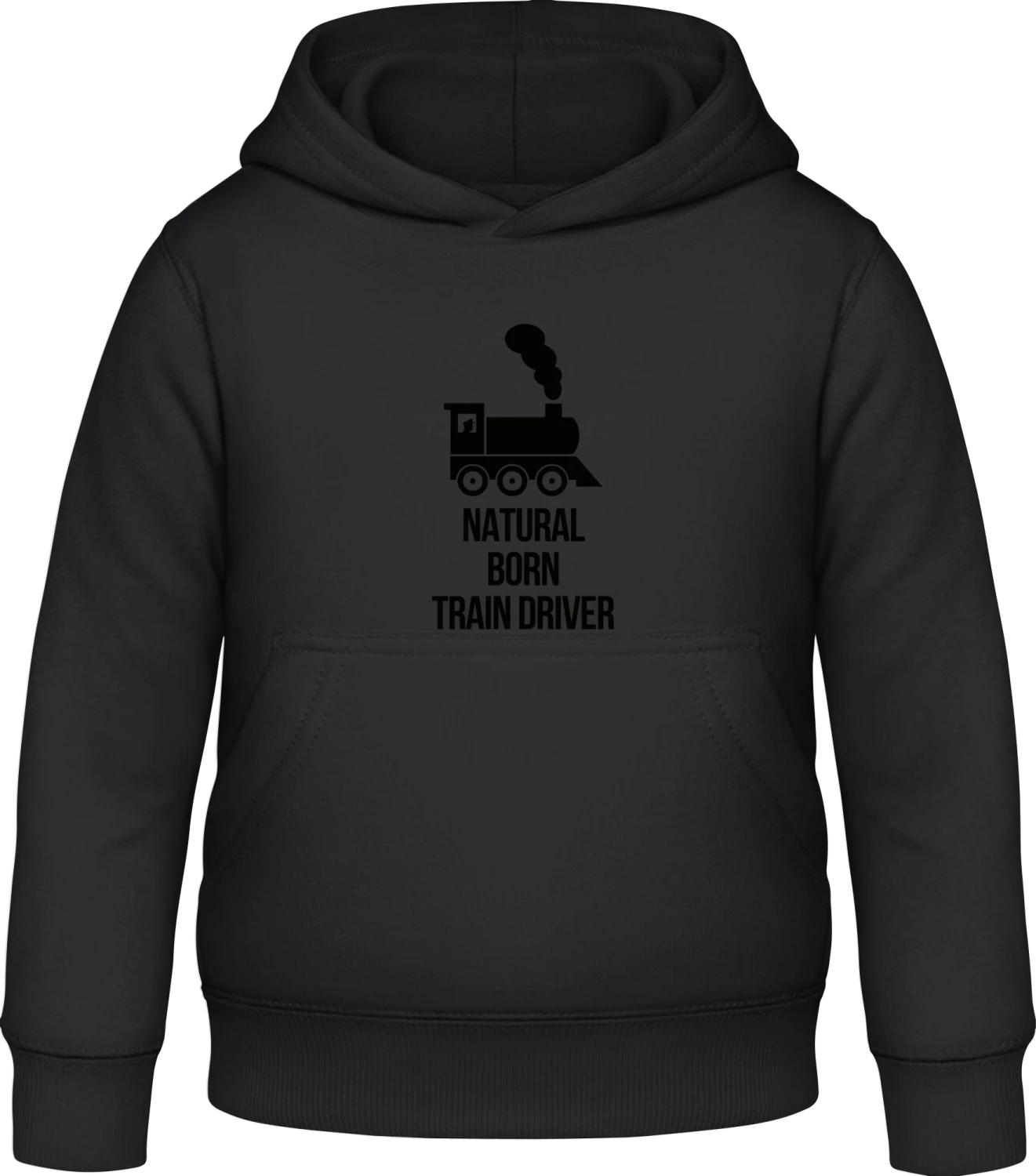 Natural Born Train Driver - Black Awdis Hoodie Kids - Front