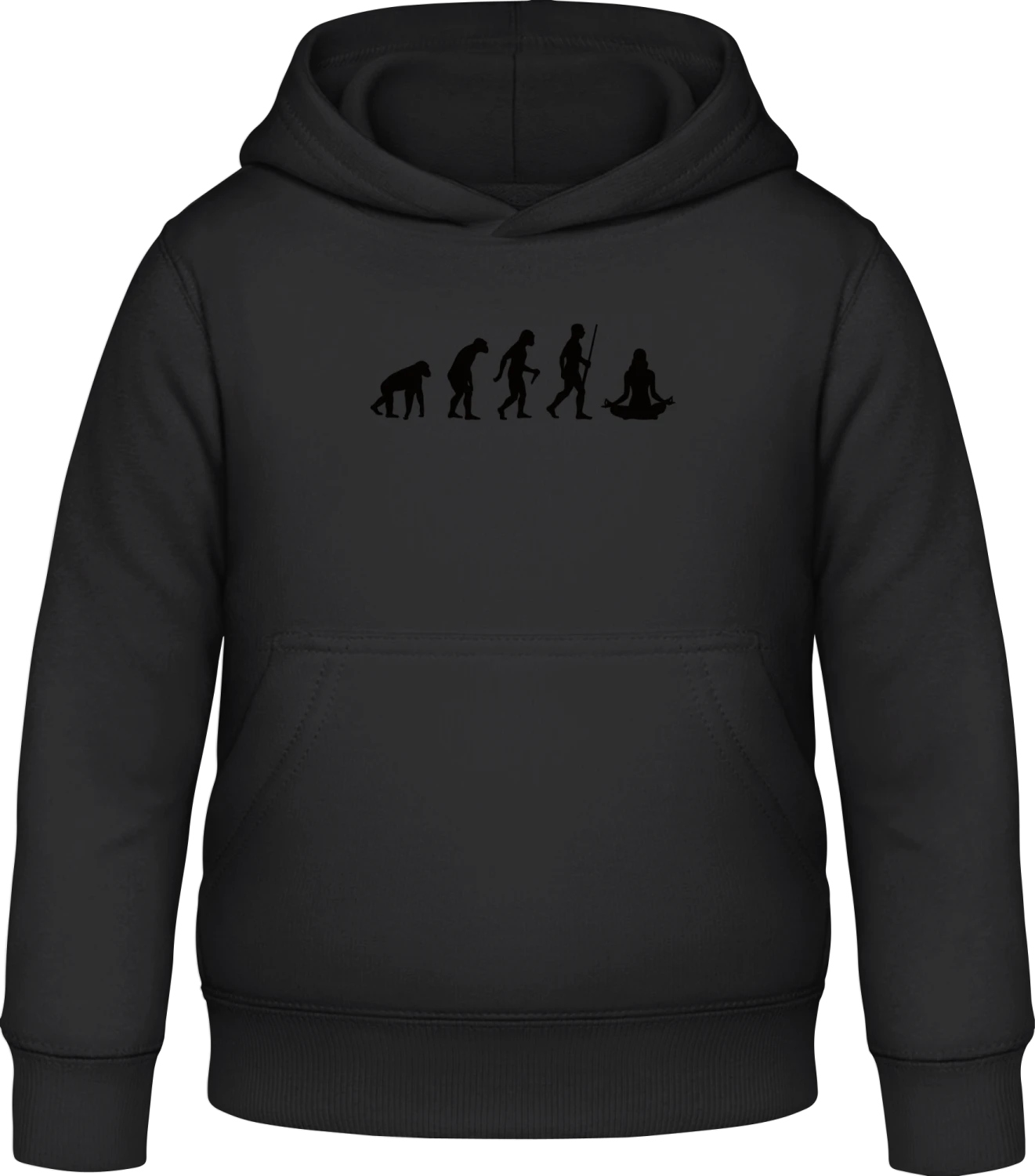 The Evolution of Yoga - Black Awdis Hoodie Kids - Front