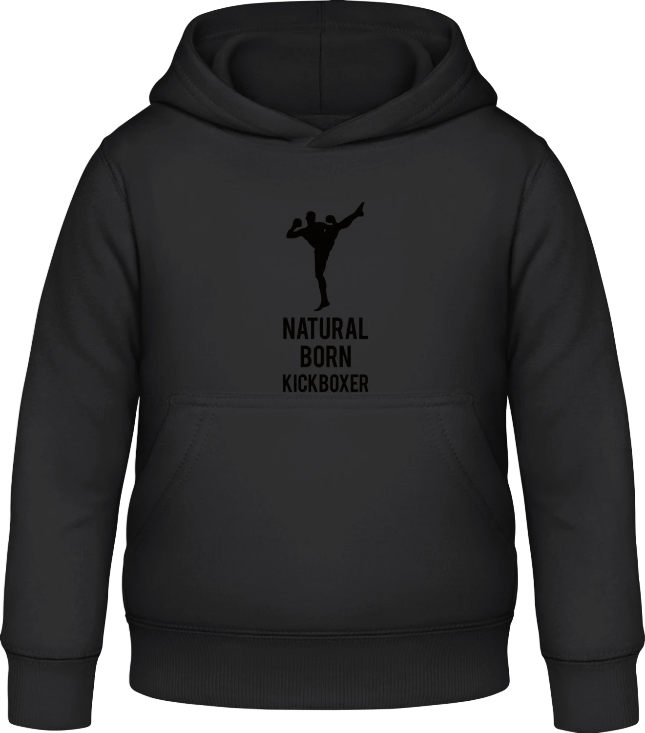 Natural Born Kickboxer - Black Awdis Hoodie Kids - Front