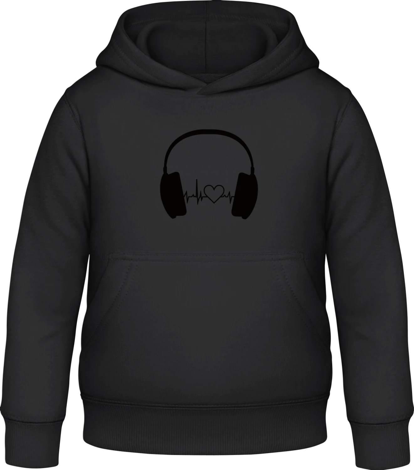 Headphone Beat and Heart - Black Awdis Hoodie Kids - Front