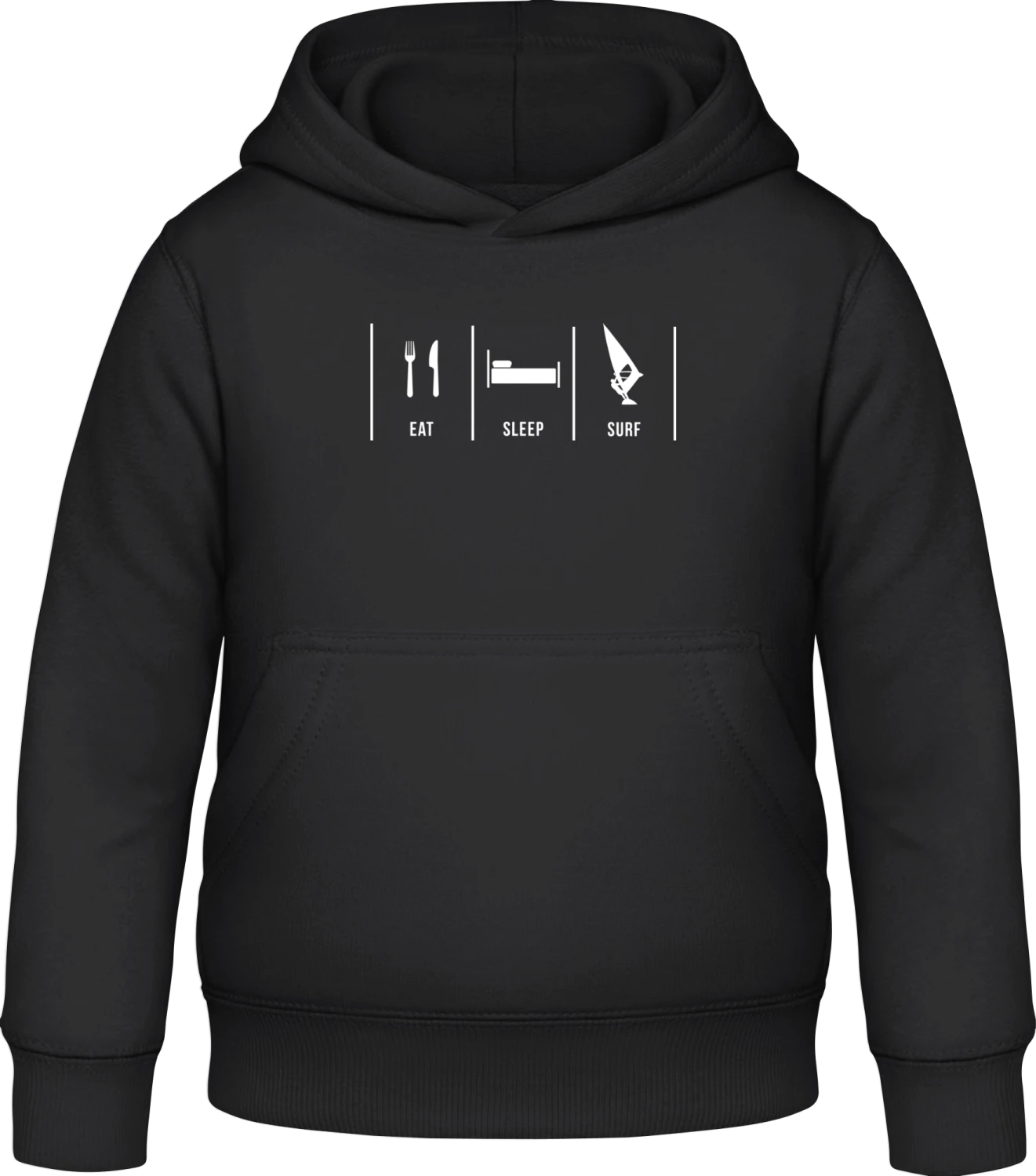 Eat Sleep Windsurf - Black Awdis Hoodie Kids - Front