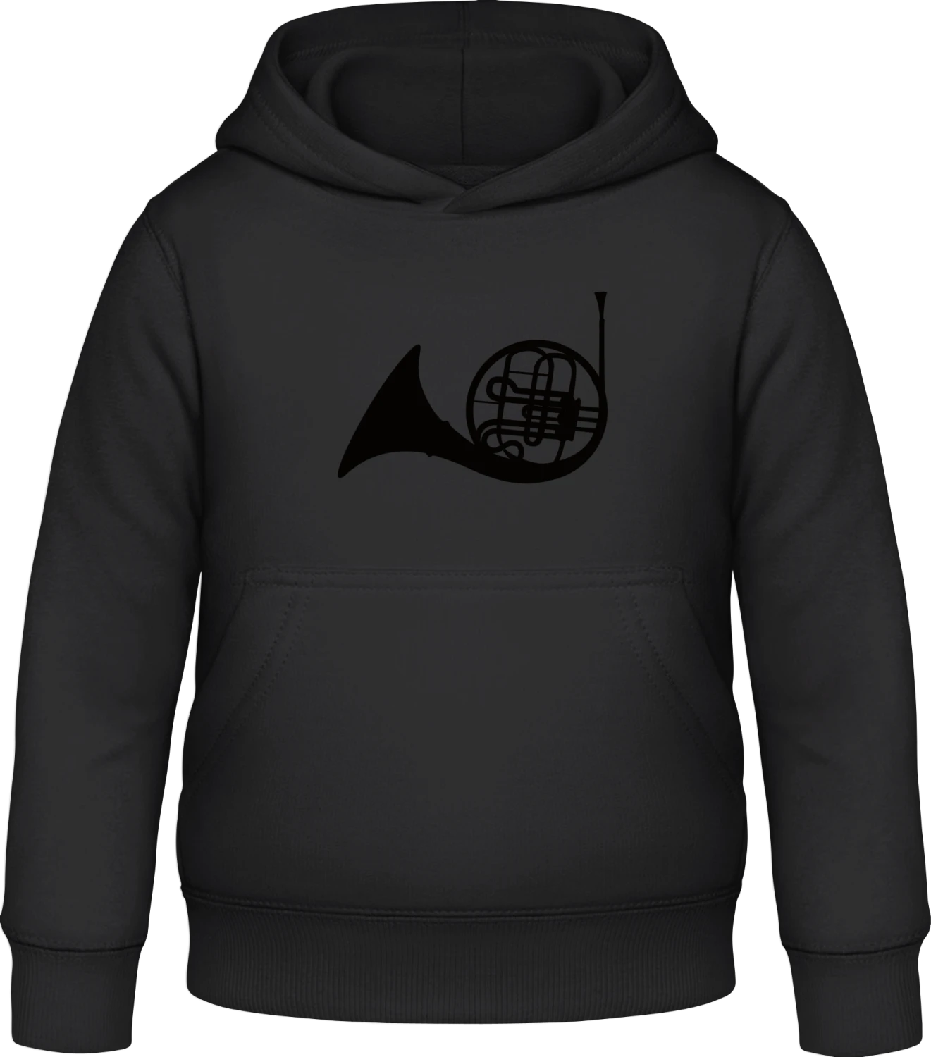 French Horn Logo - Black Awdis Hoodie Kids - Front