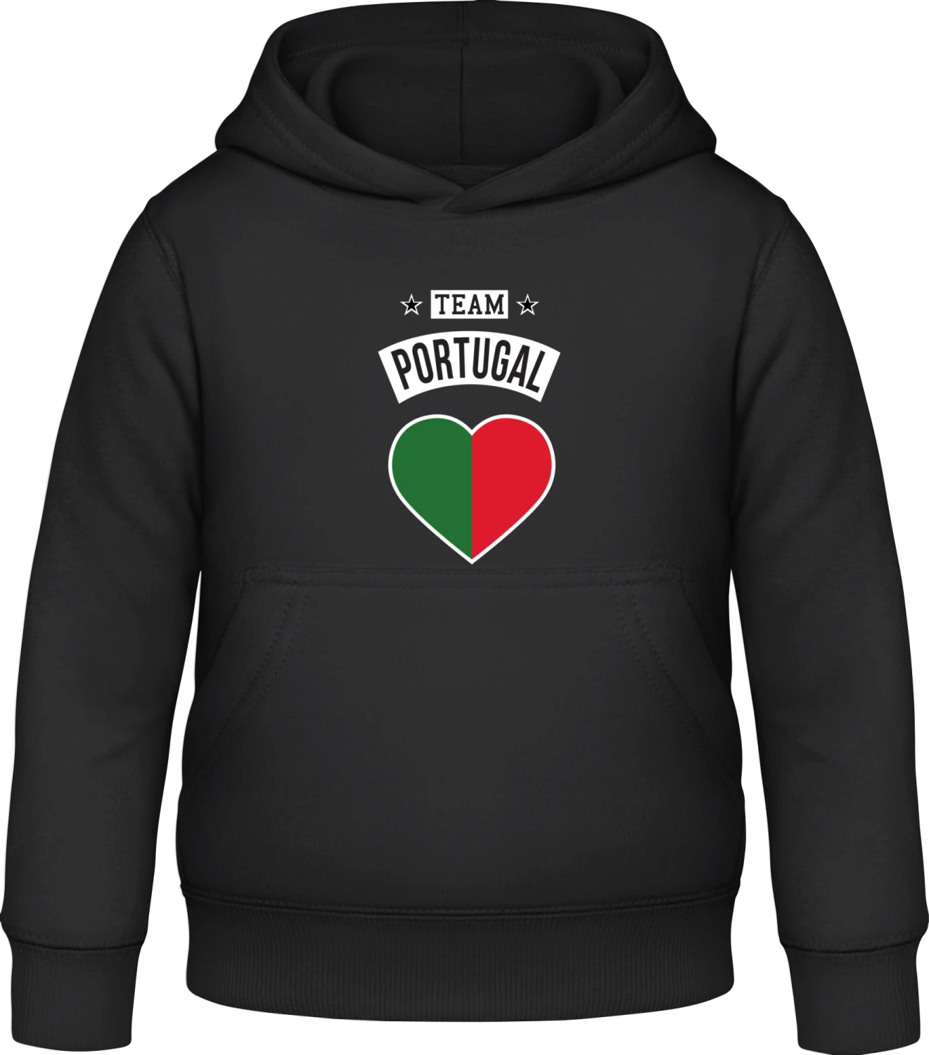 Team Portugal Heart - Black Awdis Hoodie Kids - Front