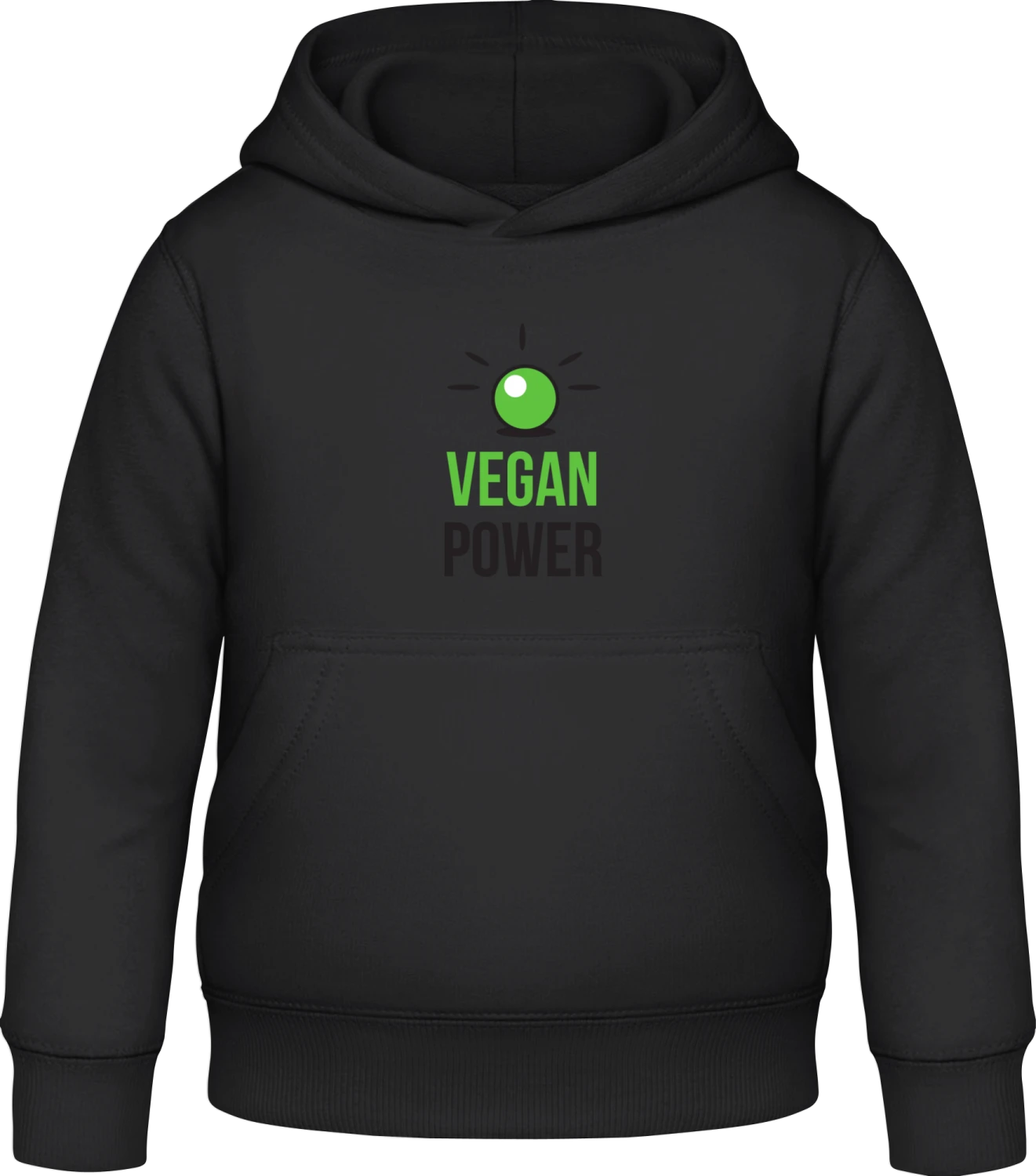 Vegan Power - Black Awdis Hoodie Kids - Front