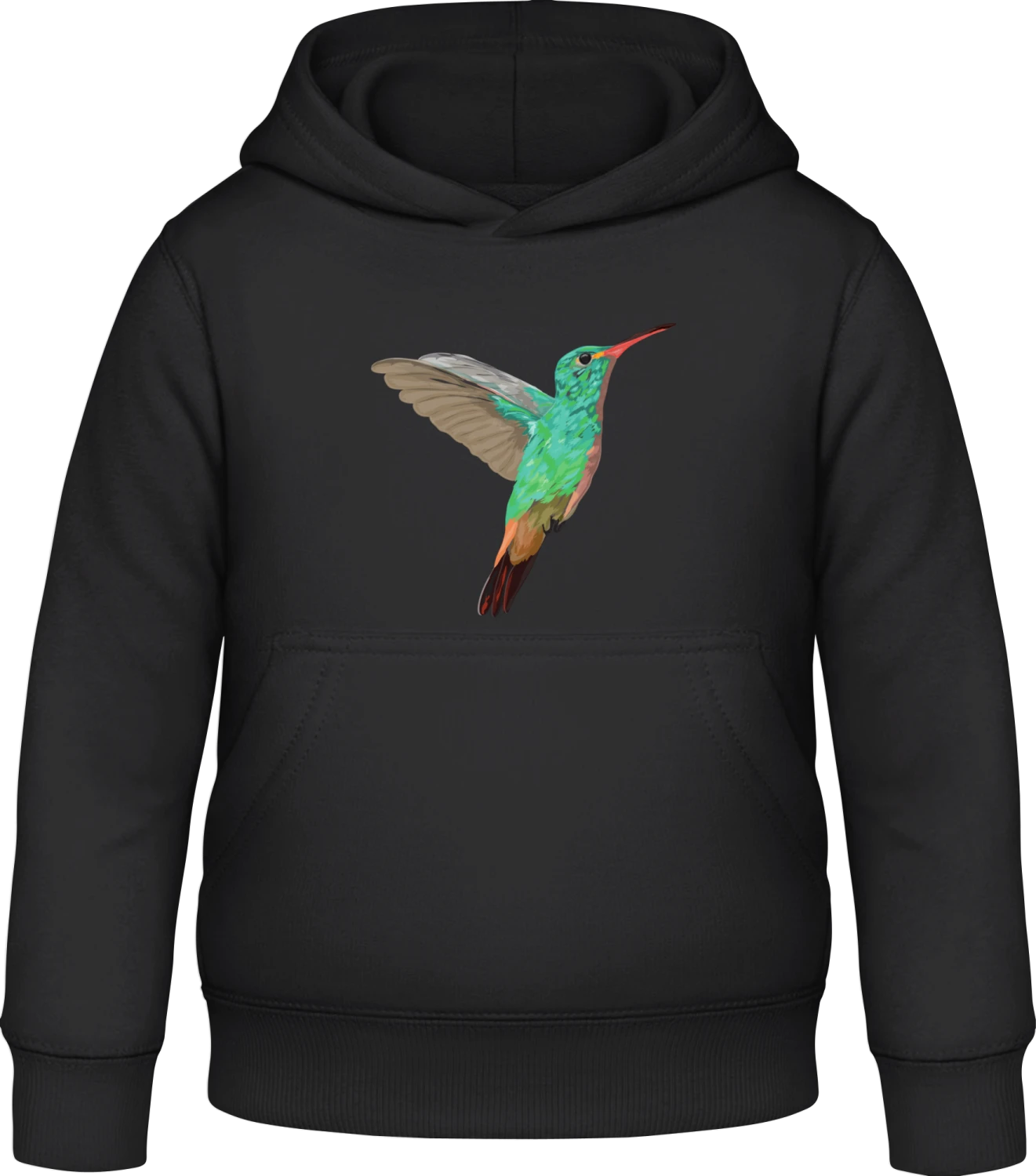 Colibri Illustration - Black Awdis Hoodie Kids - Front