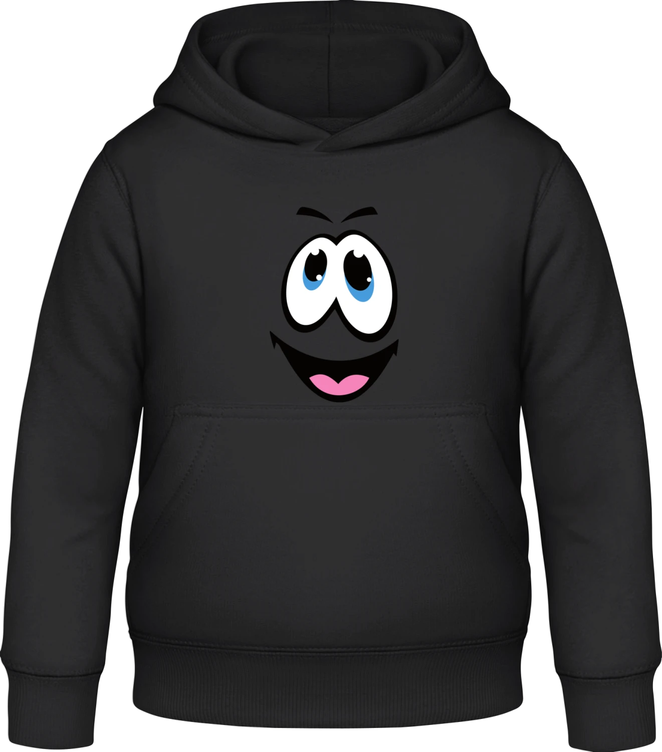 Happy Face Smiley - Black Awdis Hoodie Kids - Front