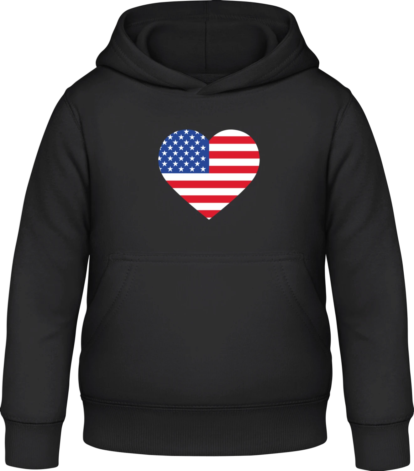 USA Heart Flag - Black Awdis Hoodie Kids - Front