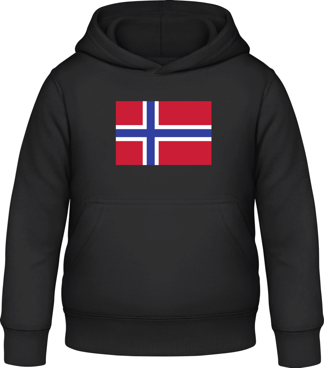 Norway Flag - Black Awdis Hoodie Kids - Front