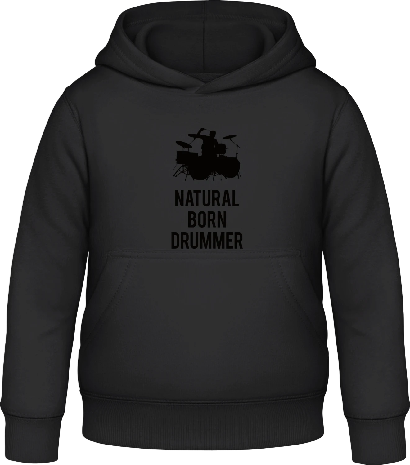 Natural Born Drumer - Black Awdis Hoodie Kids - Front