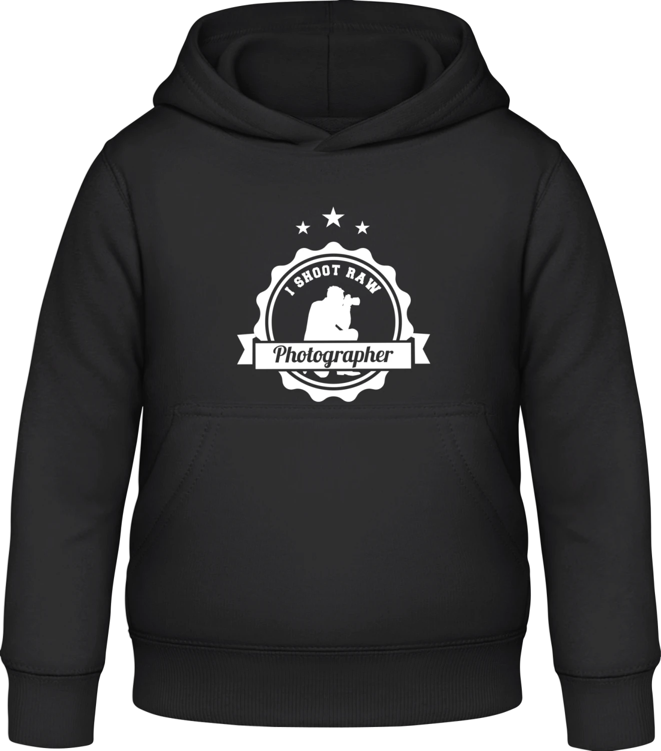 I Shoot Raw Photographer - Black Awdis Hoodie Kids - Front