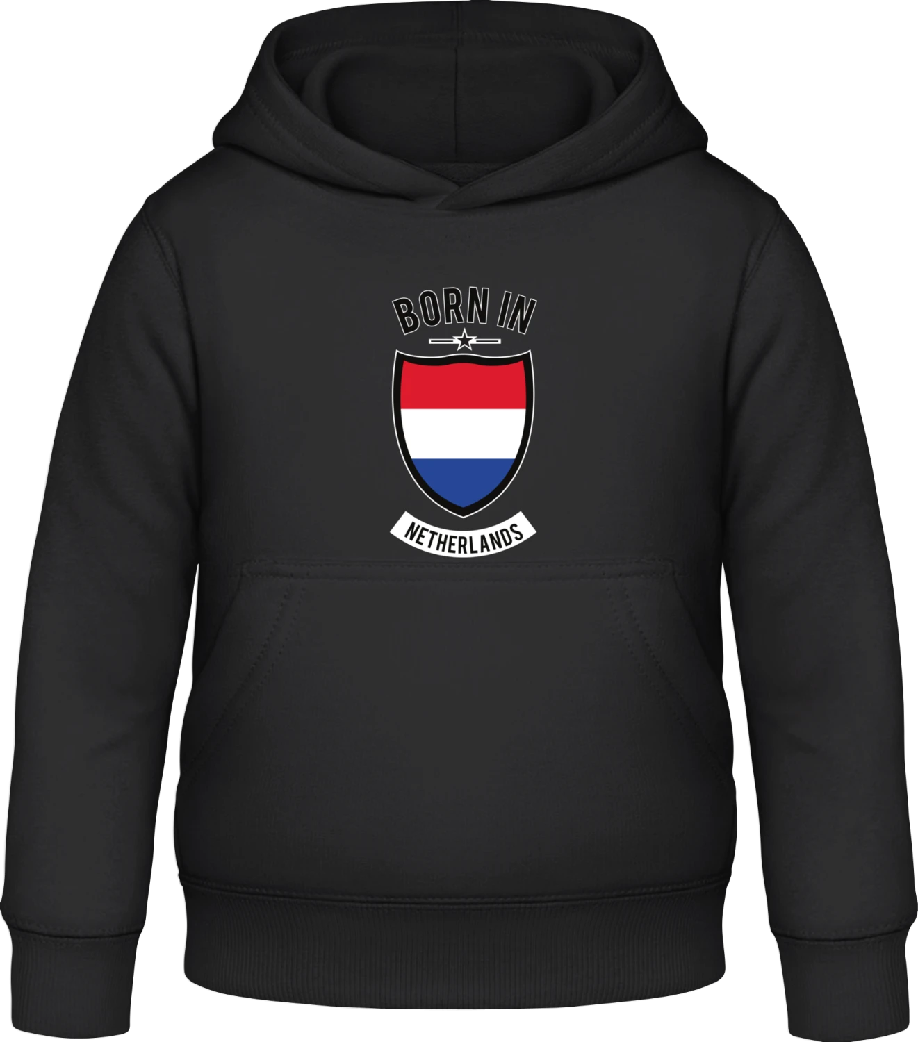 Born in Netherlands - Black Awdis Hoodie Kids - Front