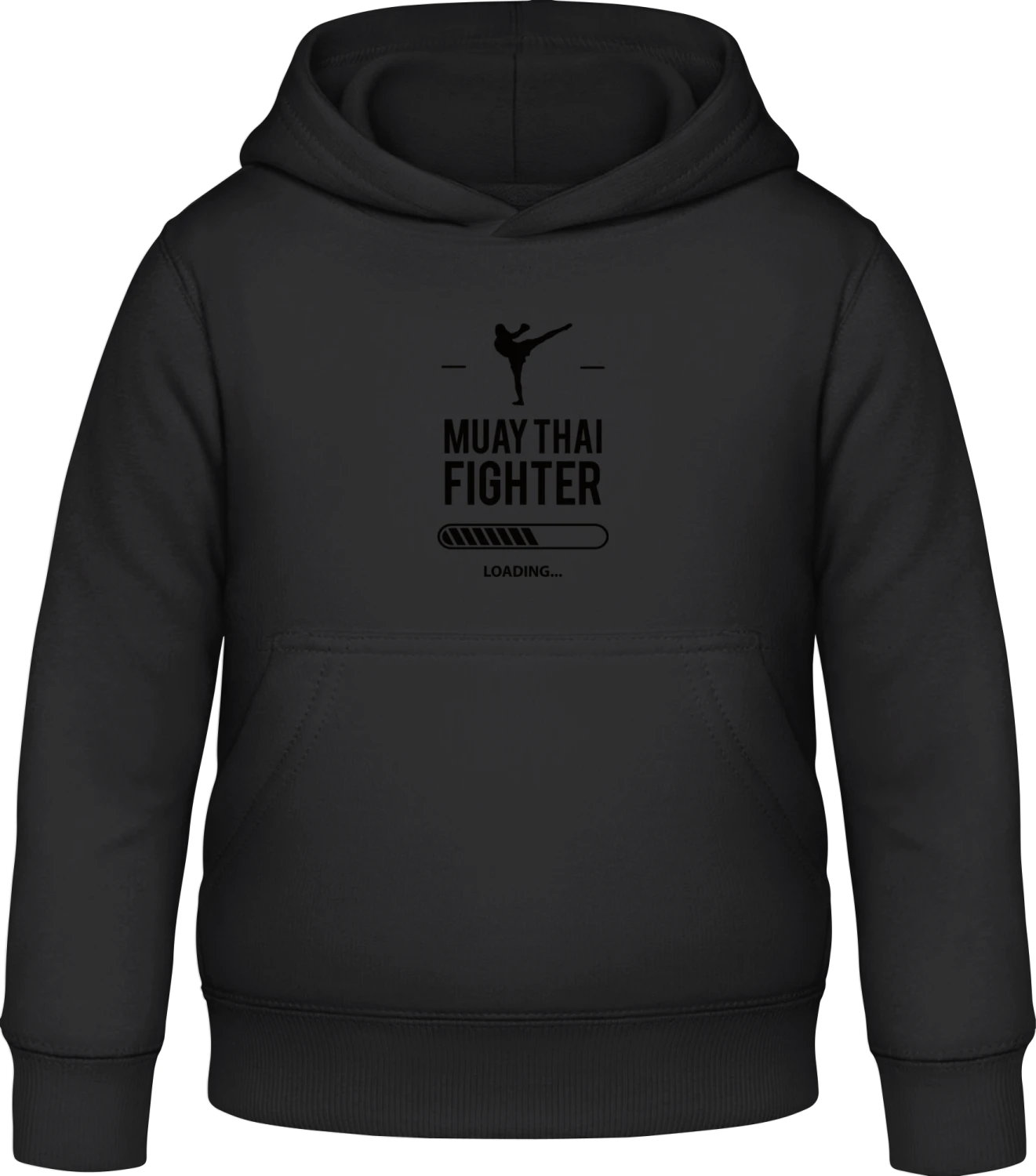 Muay Thai Fighter Loading - Black Awdis Hoodie Kids - Front