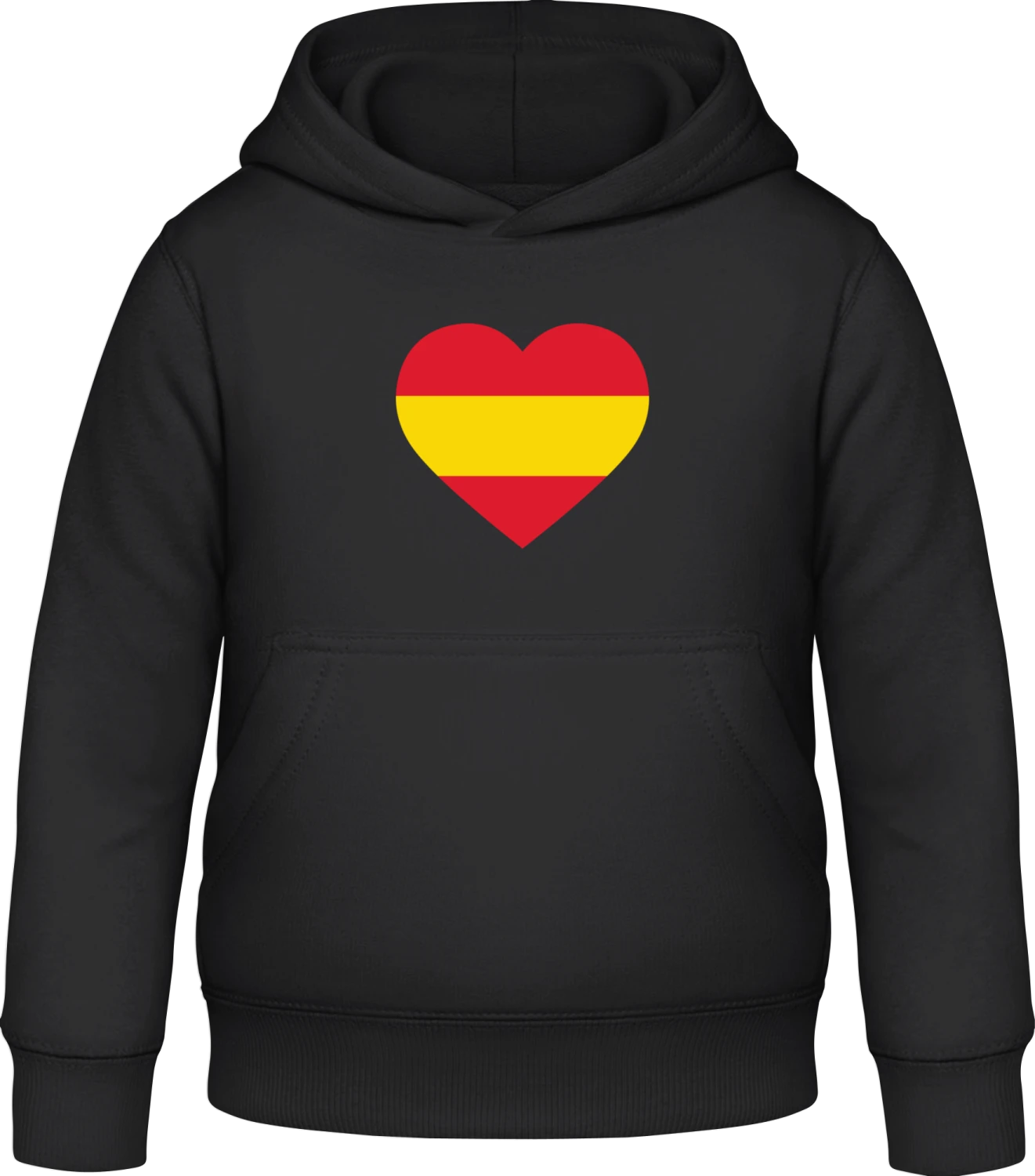 Spain Heart Flag - Black Awdis Hoodie Kids - Front