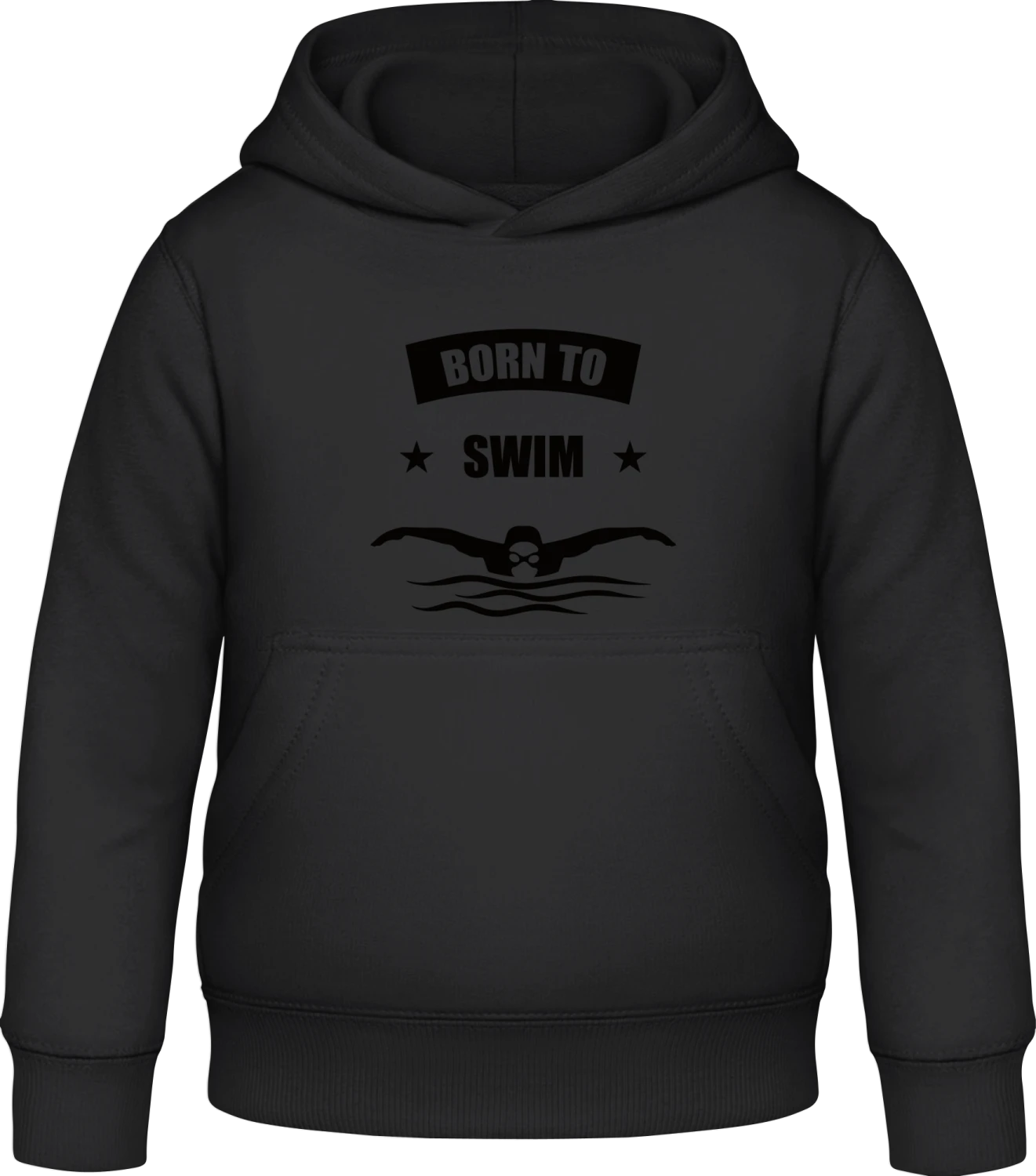 Born To Swim - Black Awdis Hoodie Kids - Front