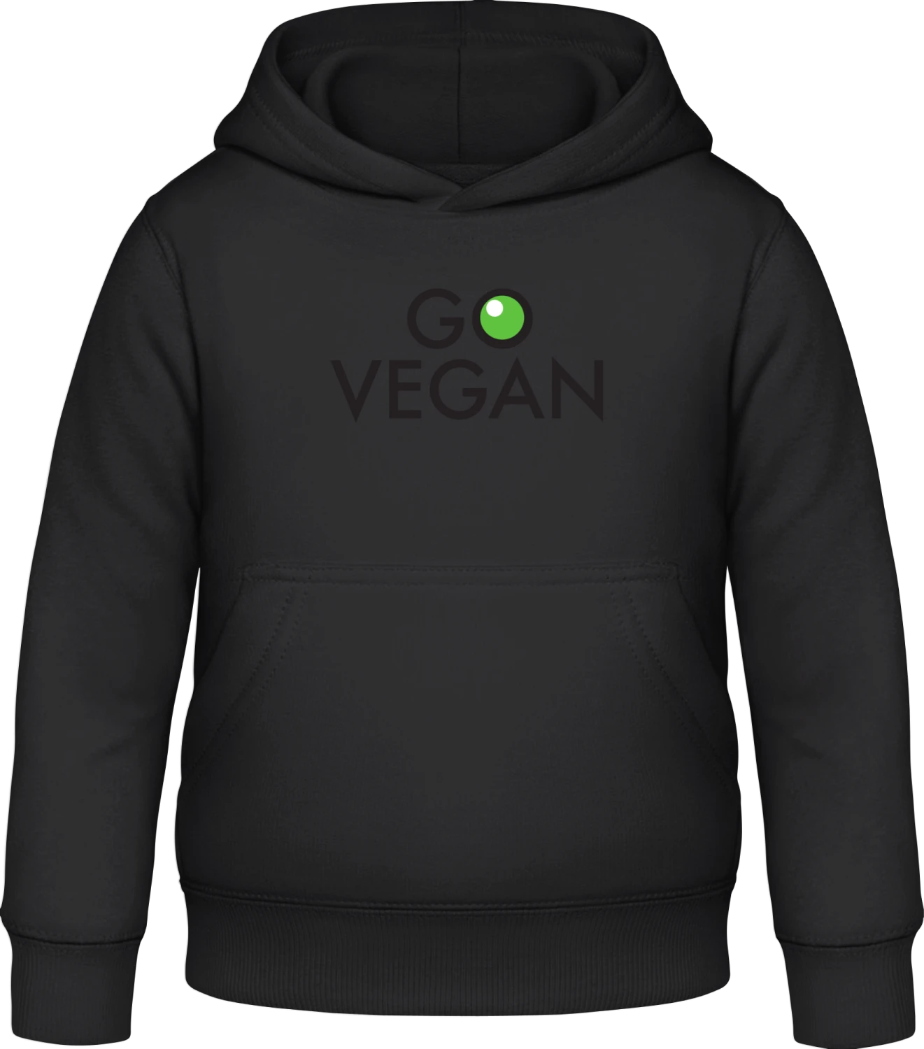 Go Vegan Logo - Black Awdis Hoodie Kids - Front