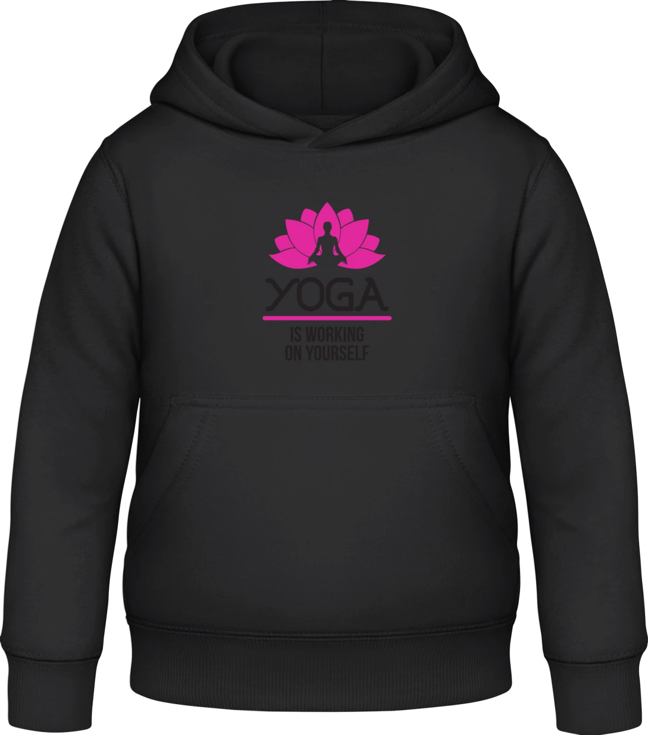 Yoga Is Working On Yourself - Black Awdis Hoodie Kids - Front