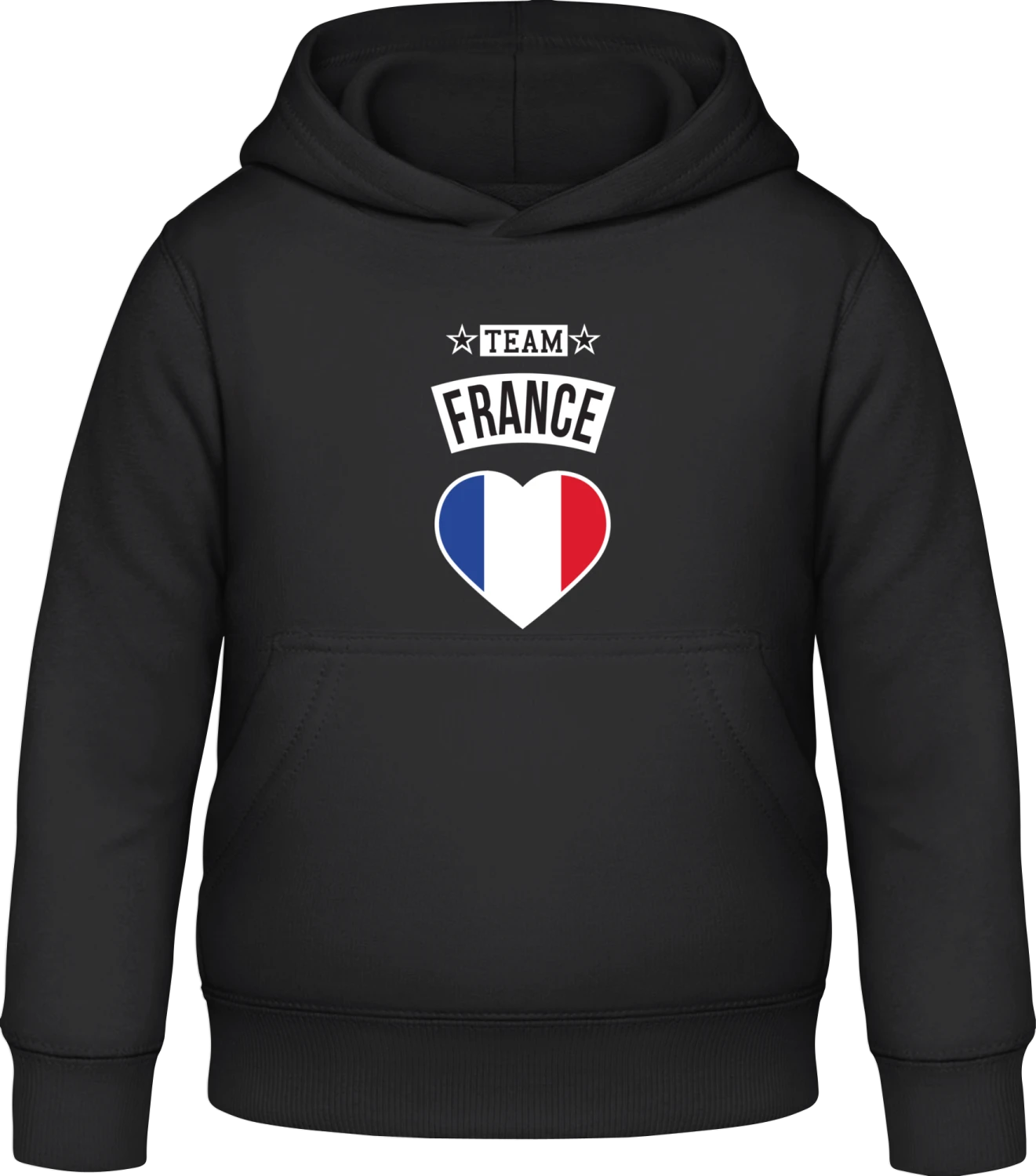 Team France Heart - Black Awdis Hoodie Kids - Front