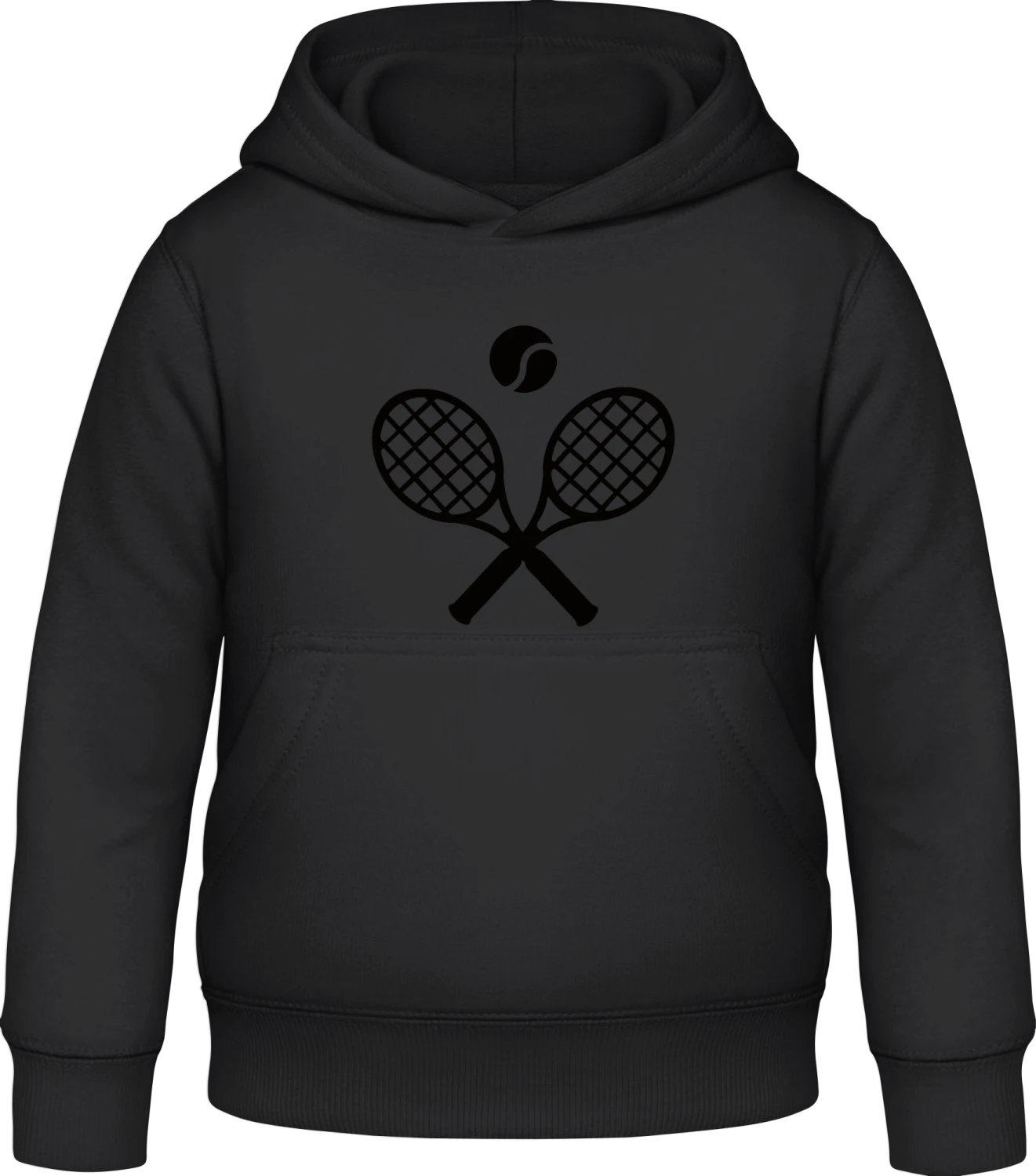 Crossed Tennis Raquets - Black Awdis Hoodie Kids - Front