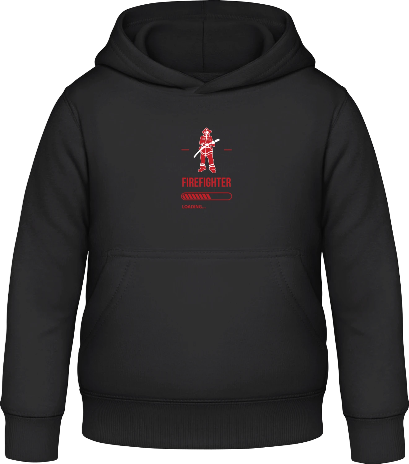 Firefighter Loading - Black Awdis Hoodie Kids - Front