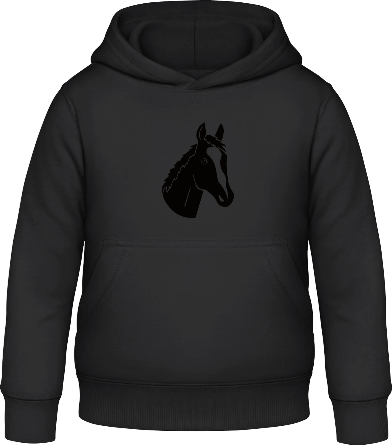 Horse Illustration - Black Awdis Hoodie Kids - Front