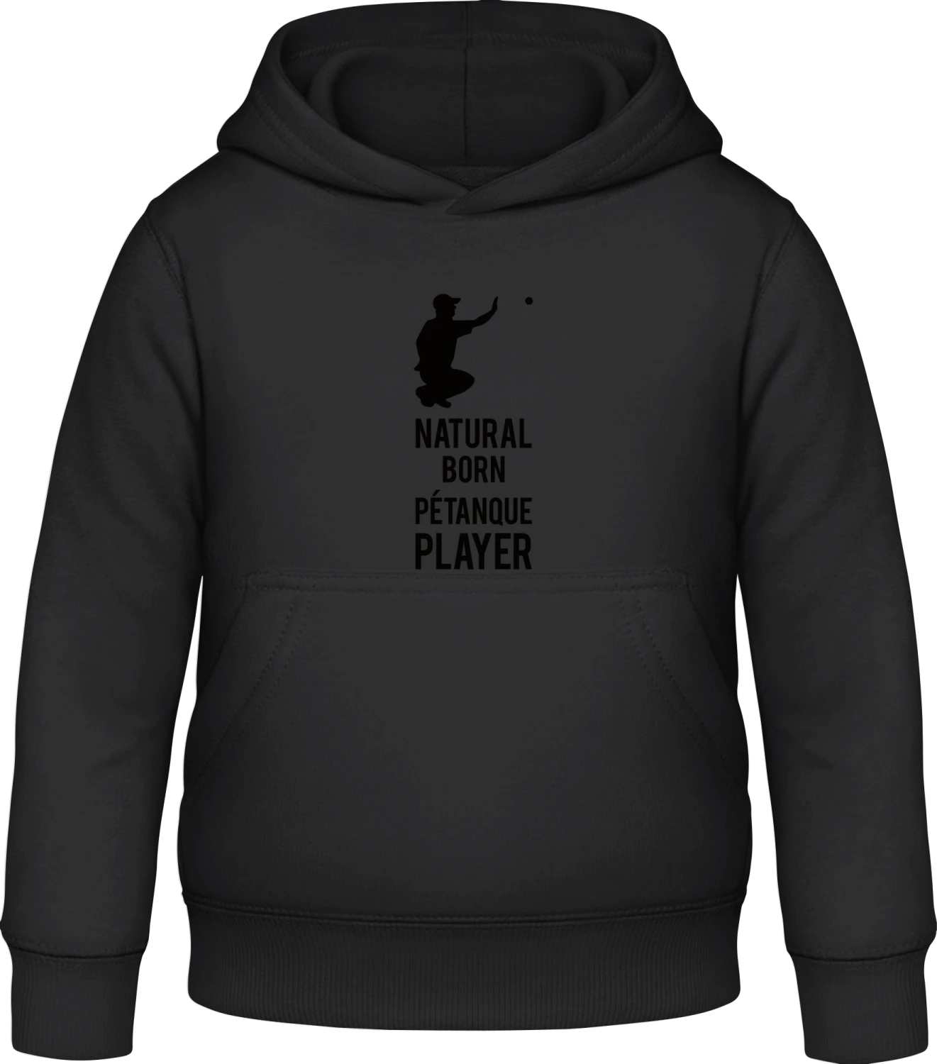 Natural Born Pétanque Player - Black Awdis Hoodie Kids - Front