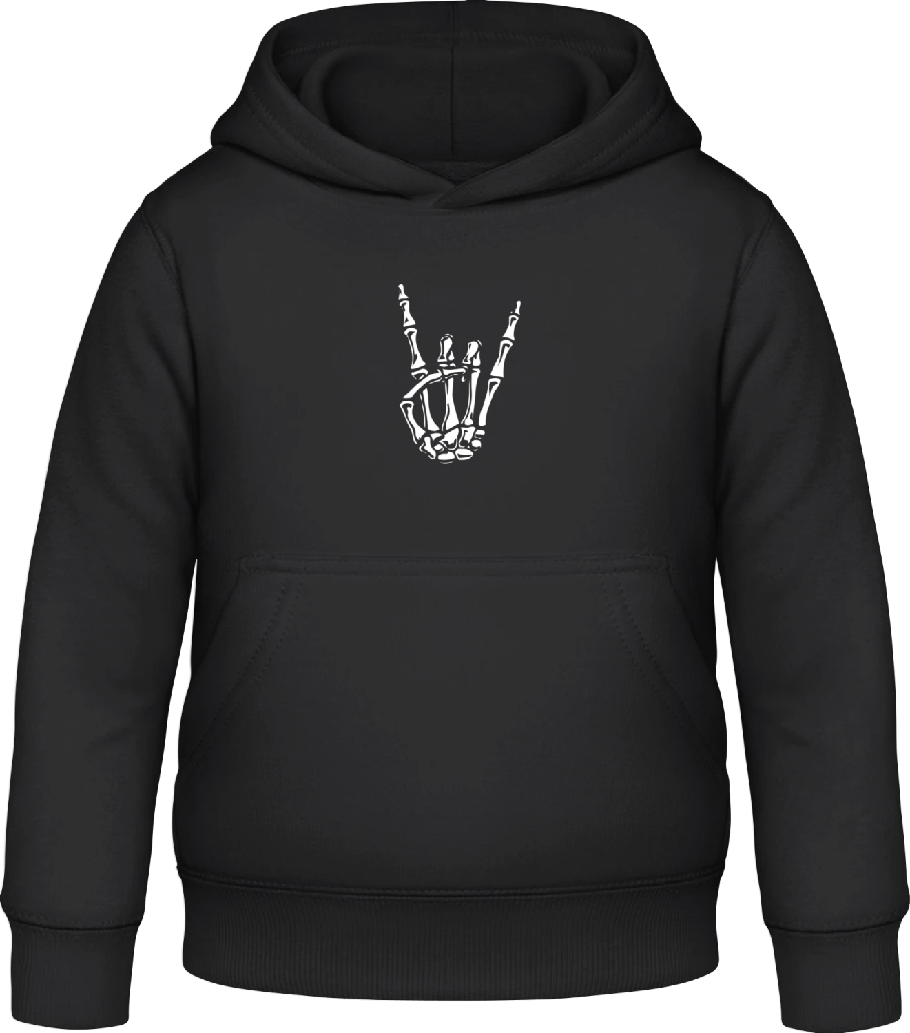 Rock On Skeleton Hand - Black Awdis Hoodie Kids - Front