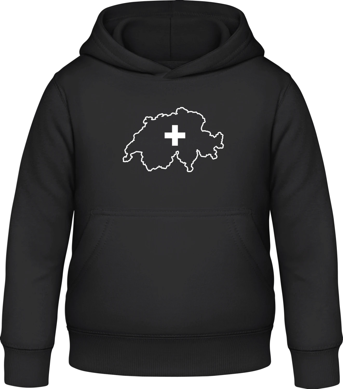 Switzerland Swiss Map - Black Awdis Hoodie Kids - Front