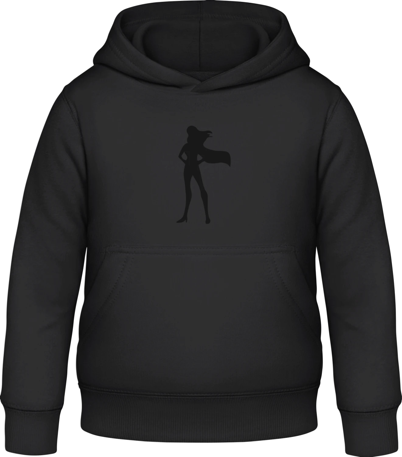 Superhero Woman - Black Awdis Hoodie Kids - Front