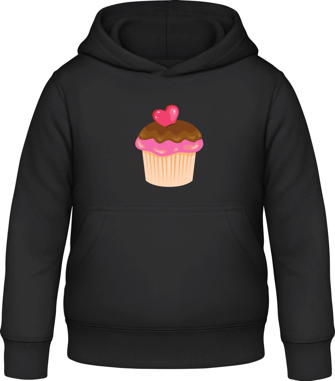 Cupcake Illustration - Black Awdis Hoodie Kids - Front