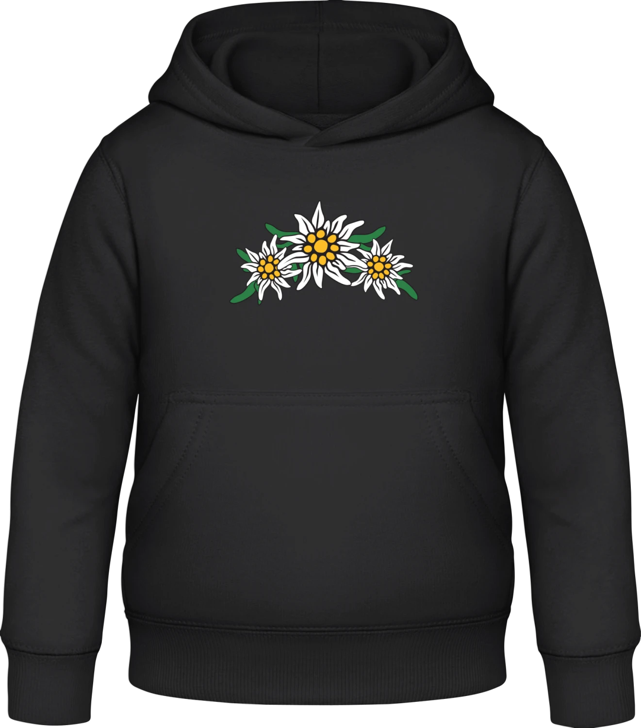 Edelweiss Flowers - Black Awdis Hoodie Kids - Front