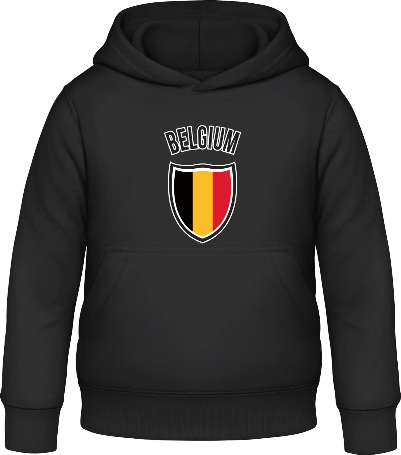 Belgium Flag Shield - Black Awdis Hoodie Kids - Front