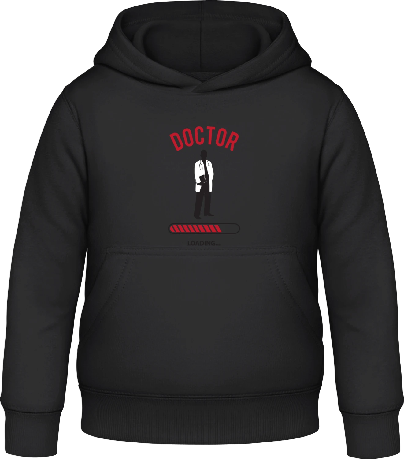 Doctor Loading Progress - Black Awdis Hoodie Kids - Front