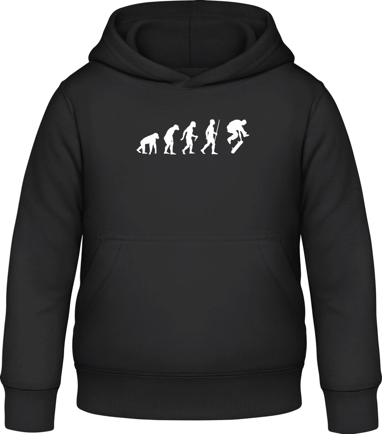 Skating Evolution Humor - Black Awdis Hoodie Kids - Front