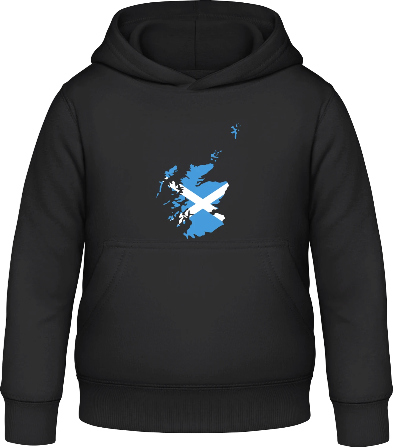 Scotland Map Flag - Black Awdis Hoodie Kids - Front