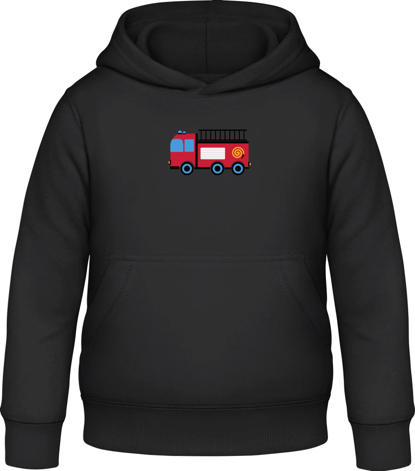 Fire Department Comic Truck - Black Awdis Hoodie Kids - Front