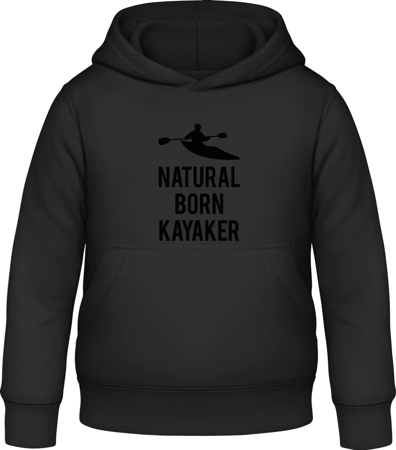 Natural Born Kayaker - Black Awdis Hoodie Kids - Front