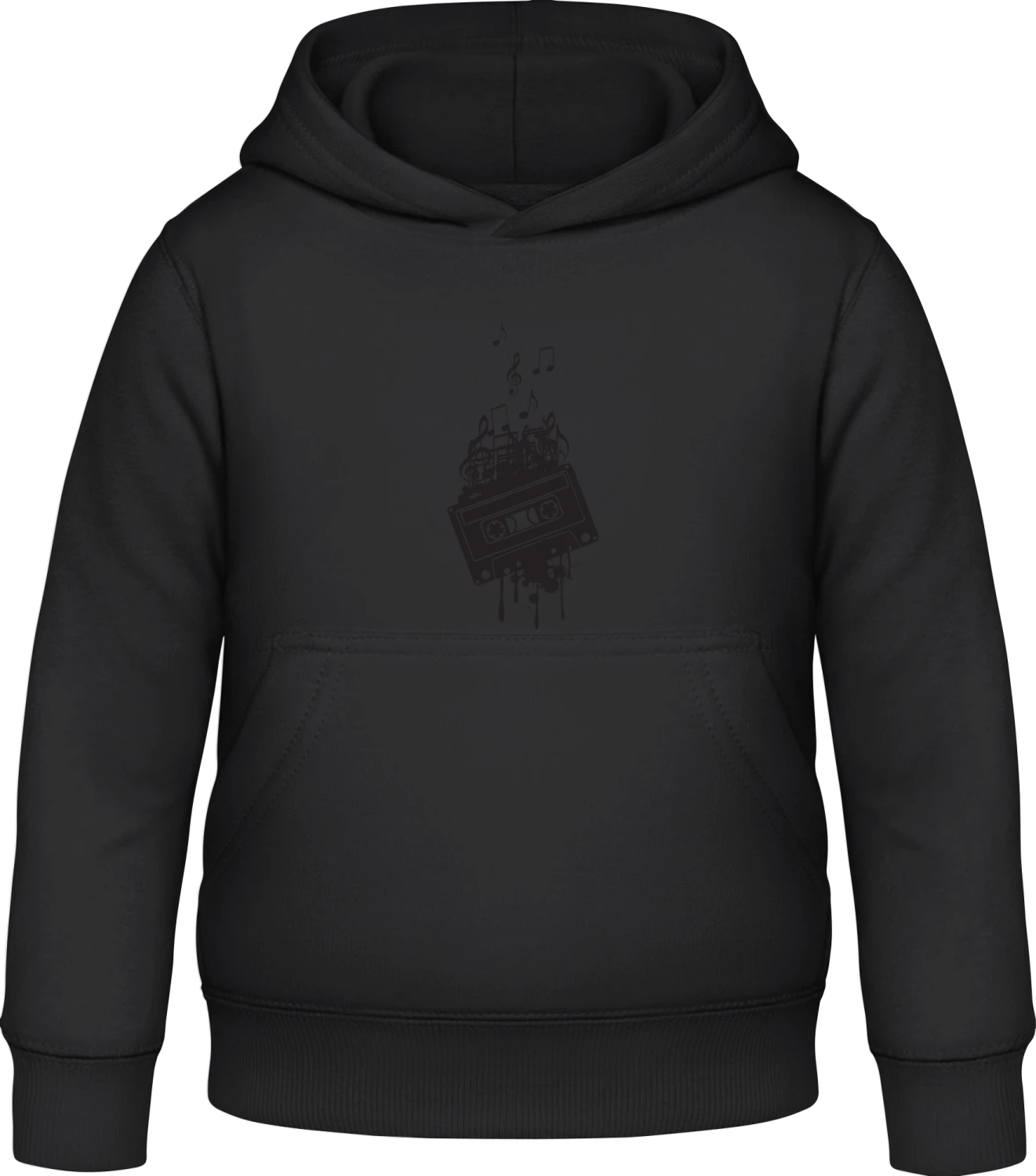 Music Cassette And Music Notes - Black Awdis Hoodie Kids - Front