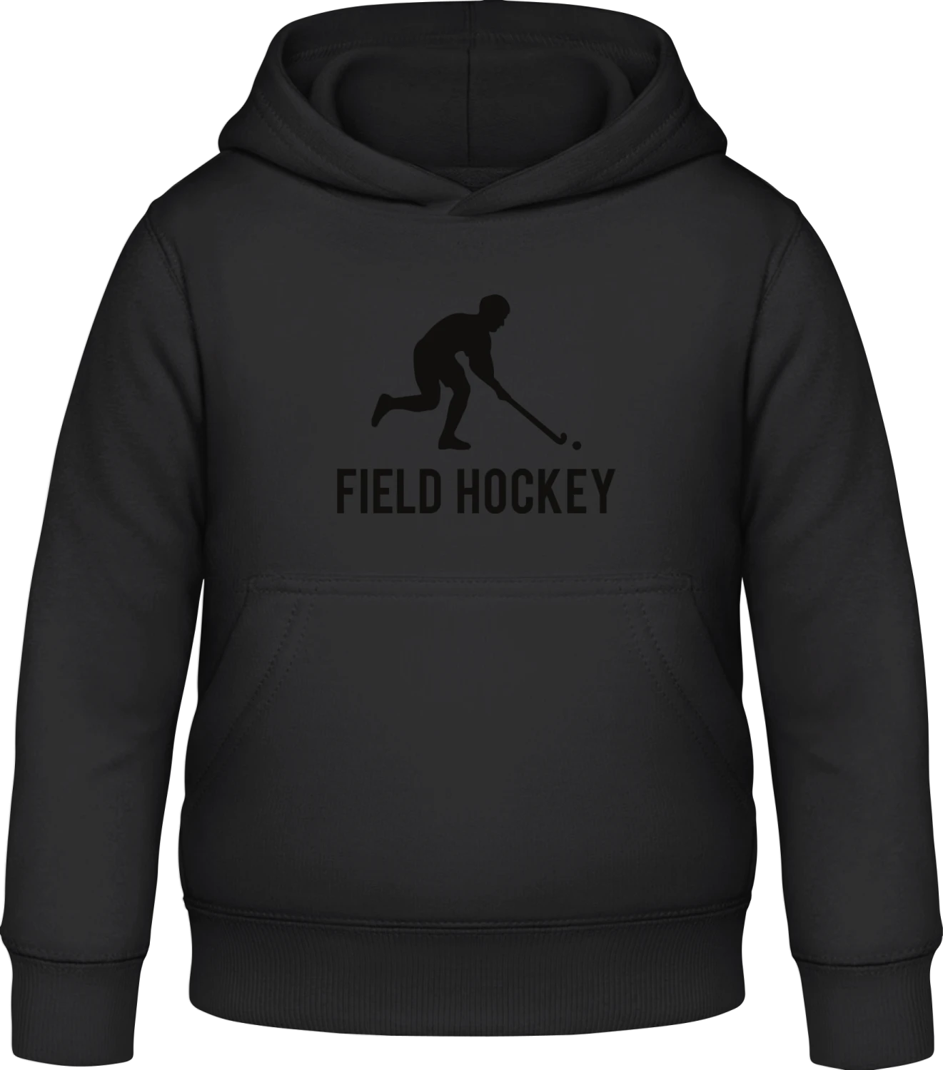 Field Hockey Silhouette - Black Awdis Hoodie Kids - Front