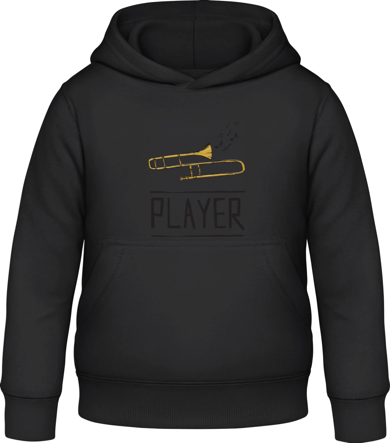 Trombone Player - Black Awdis Hoodie Kids - Front