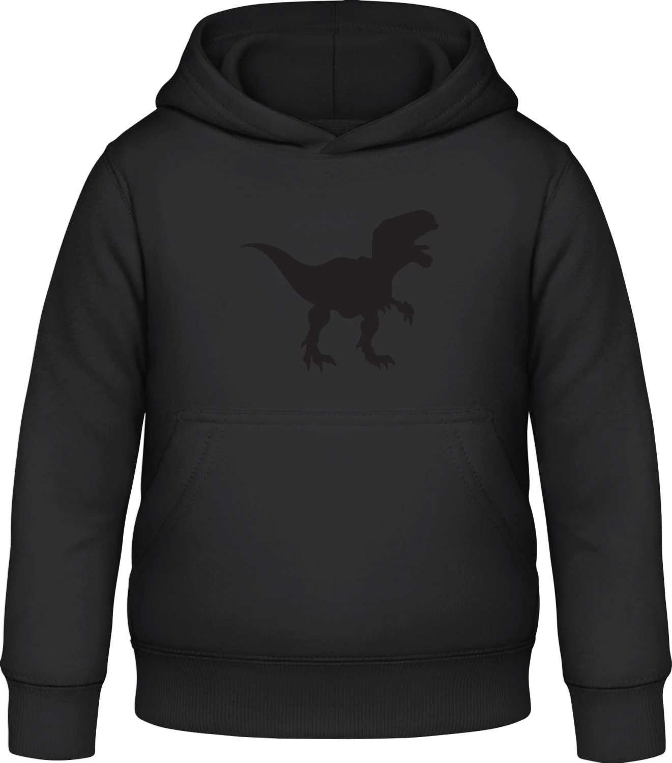 T Rex Dino Silhouette - Black Awdis Hoodie Kids - Front