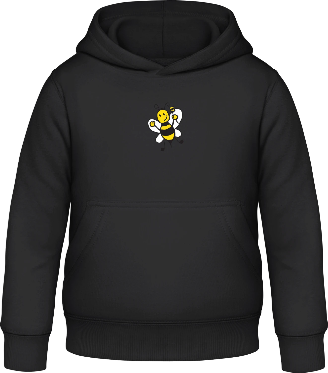 Happy Bee With Flower - Black Awdis Hoodie Kids - Front